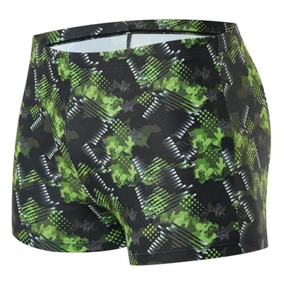 Xioker Men Swimsuits Jammer for Swimming,Swim Jammer Men Square Legs UPF50 +,Trunks with Drawstring (Black Green Printed M)