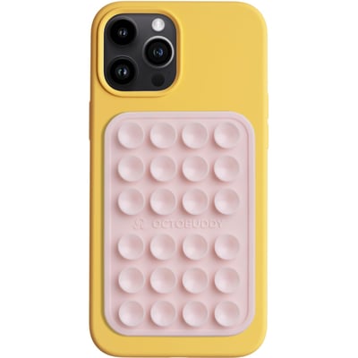 OCTOBUDDY Classic - Silicone Suction Phone Case Adhesive Mount - Hands-Free, Strong Grip Holder for Selfies and Videos - iPhone and Android Compatible - 2.25″ x 3.25″, Chalk Pink One-sided Chalk Pink