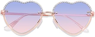 ANDWOOD Trendy Heart Shaped Sunglasses Womens Rhinestone Love Eye Sun glasses Metal Lovely Fashion Diamond Sunnies