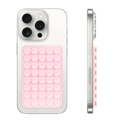 Silicone Suction Cup Phone Case Mount, Hands-Free Strong Grip Holder for Selfies and Videos, Silicon Adhesive Phone Stand Sticky with Higher Suction Power for Cell Phone Light Pink Light Pink One-Sided