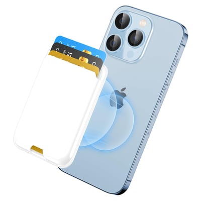 Magnetic Wallet Card Holder intended for Apple iPhone with Magsafe, Wallet for iPhone 17 16 15 14 13 12 Pro Max Air Plus Mini Series, Mag 3 Safe Wallet Stick on for Phone Case, Snow White