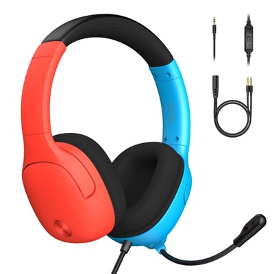 Gaming Headset for Nintendo Switch/Lite/OLED, Gaming Headphones with Mic for Nintendo Switch Fortnite/Sports (Red/Blue)