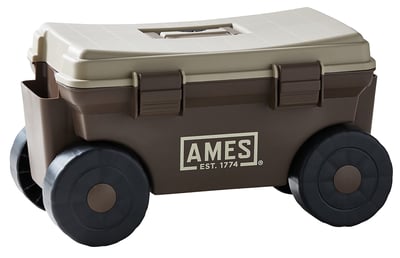 AMES 20213200 Rolling Lawn & Garden Storage Cart for Storing Tools & Cleaning Supplies, Lid Doubles as Seat, 225 lb. Weight Capacity