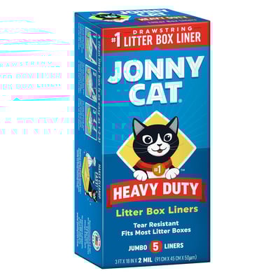 Jonny Cat Litter Box Liners: Heavy Duty - Tear & Leak Resistant - Drawstring Close - Jumbo, 5 Count 5ct Original Liners