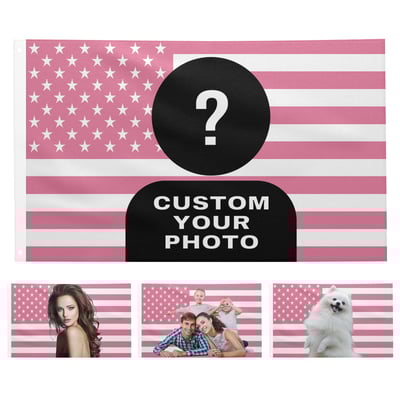 Custom Pink American Flag 3X5 Ft, Personalized Flags with Your Photo, Funny Customized Flag Living Room Outdoors Garden Flags Double Sided