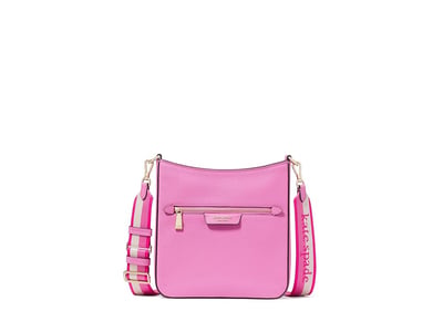 Kate Spade New York Hudson Pebbled Leather Messenger Crossbody (Echinacea Flower) Cross Body Handbags