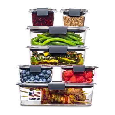 Rubbermaid Brilliance Glass Food Storage Container, Medium Rectangular Set