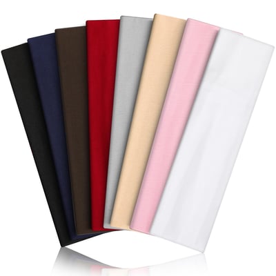 8PCS Summer-Exclusive Non Slip Sports Elastic Soft Running Fashion Headbands Absorb Sweat for Women & Men Working Out, Travel Black, Navy , Light Gray, Brown, Red, Pink, Flesh and White