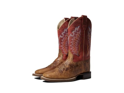 Old West Kids Boots Red (Toddler/Little Kid) (Brunt Brown Foot/Cloudy Red Shaft) Boy's Shoes