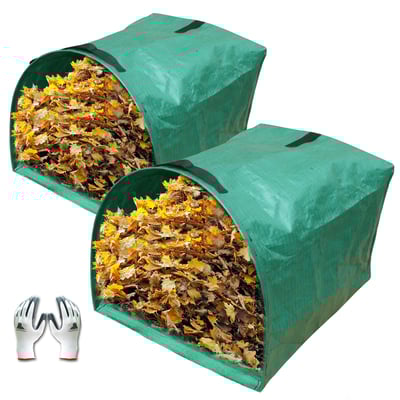 Gardzen 2-Pack 53 Gallon Dustpan-Type Yard Waste Bags, Reusable Heavy Duty Collapsible Garden Leaf Bags, Leaf Collector for Leaves, Lawn Debris & Grass Clippings Polypropylene 53 Gallons