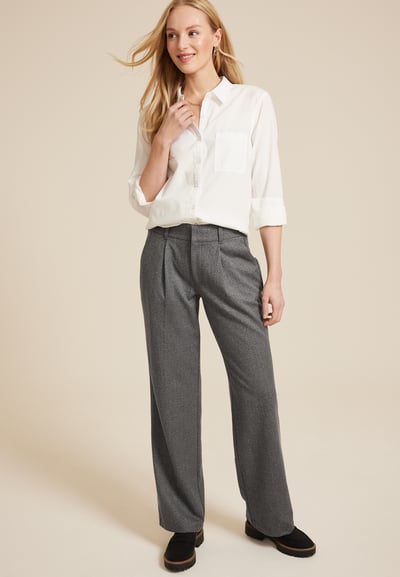 Maurices Women's Idealist High Rise Brushed Wide Leg Dress Pants Gray Size 2