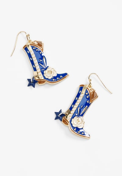Maurices Women's Western Boot Earrings Blue Size O/s