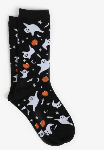 Maurices Women's Halloween Pumpkins & Ghosts Crew Socks Size One Size