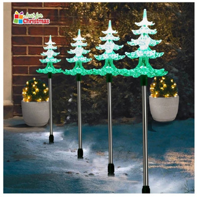 Just for Christmas 4Pcs Outdoor Battery Light Landscape Led Stake Lights Garden Pathway Lawn Lights