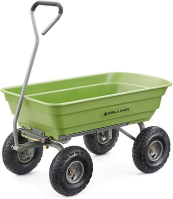 Gorilla Carts Heavy Duty Poly Yard Dump Cart, Lawn & Garden Wagon, 600 Lb, Green