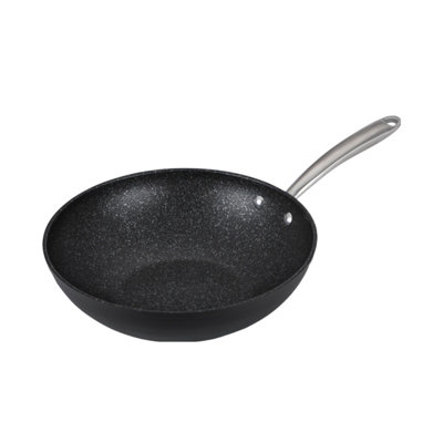 Prestige Scratch Guard Black Round Aluminium Induction Suitable Non-Stick Stir-Fry Pan 29Cm