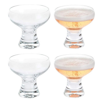 Balvi Dartington Crystal Champagne Coupe Glasses, Set Of 4 Saucers Vintage Espresso Martini Prosecco Sparkling Home Bar Wine Glass Set
