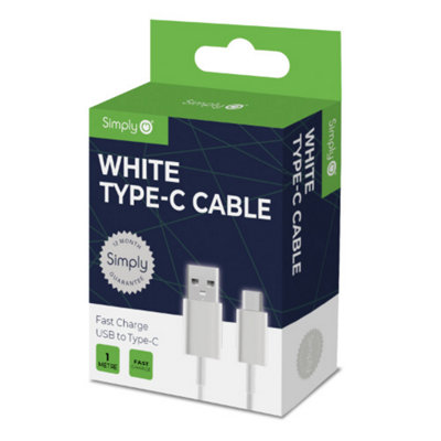 Simply White Usb Type C Phone Charging Charger Cable Suits Android
