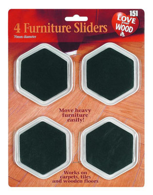 Furniture Sliders 4Pk 70mm Furniture Sliders