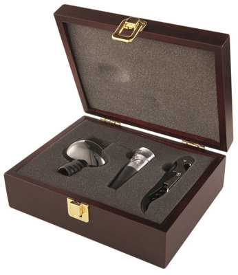 Wine Aerator Gift Box Set - Hand Blown Glass Aeration Decanter Pourer With Corkscrew & Bottle Stopper In Wooden Case