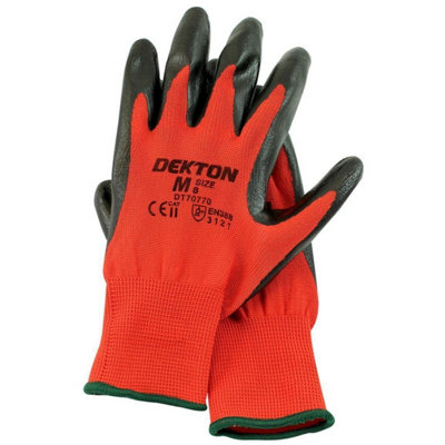 Dekton Dt70770 Ultra Grip Nitrile Coated Gloves Size 8 (M) Black/red