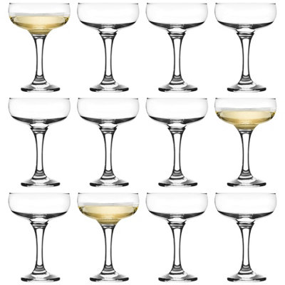 LAV Glassware Lav 12X Misket Glass Champagne Saucers - 235Ml Vintage Glass Espresso Martini Prosecco Wine Gin Coupe Glasses Gift Set