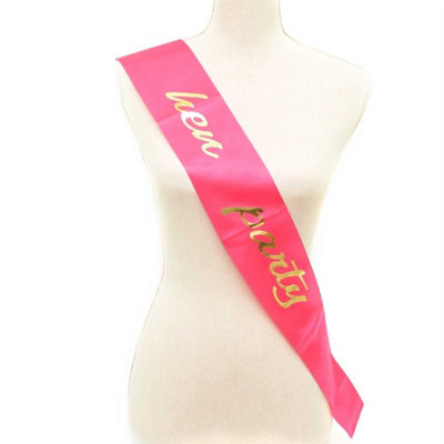 Shatchi Girl's Hen Party Pink Gold Sash Night Out Bridal Shower Wedding Party Dress, One Size