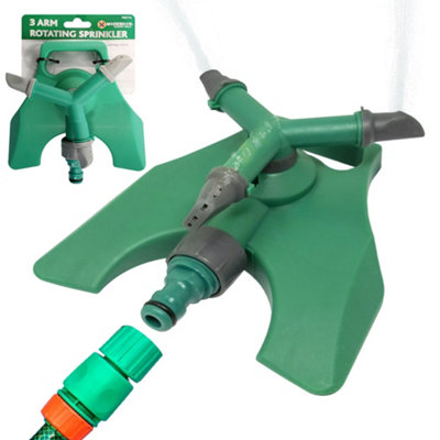 3 Arm Rotating Garden Sprinkler - Lawn Grass Sprayer, Hose Fitting Watering Irrigation System Gardening Tool