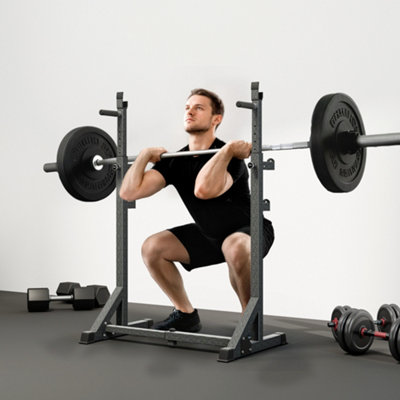 Sportnow Heavy Duty Squat Rack, Adjustable Weight Barbell Stand, For Home, Gym