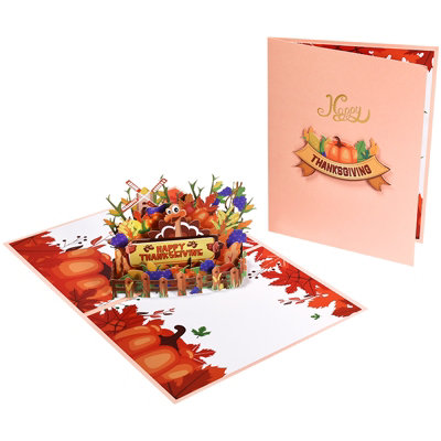 Turkey In Farm Happy Thanksgiving 3D Pop-Up Greeting Card