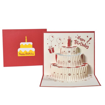 Red Fruit Cake Design 3D Pop-Up Birthday Card