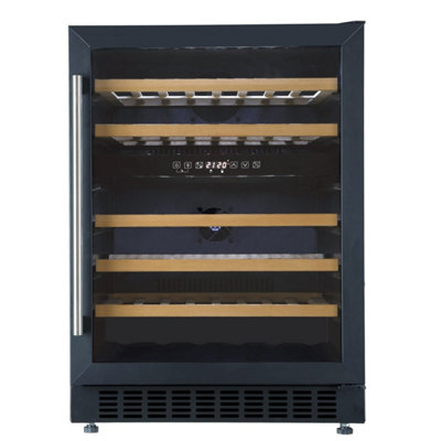 Cookology Cwc605Bk 60Cm Wine Cooler, Black, Dual Zones, Led Light, Anti-Uv Glass, 46 Bottles