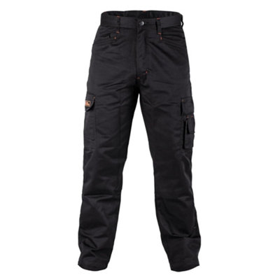 Black Hammer Mens Combat Work Trousers Cargo Pants Multi Pockets Joggers Reinforced Seams Tradesman Warehouse Survival Black (36W / 33L)
