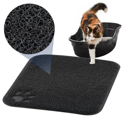 Geezy Cat Litter Mat Waterproof Non-Slip Black Durable Litter Box Mat Cat Pad