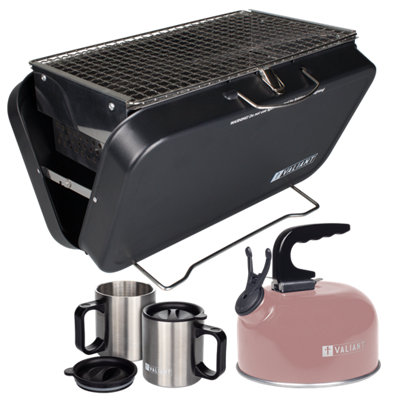 Valiant Bbq Grill, Camping Kettle And Insulated Mugs
