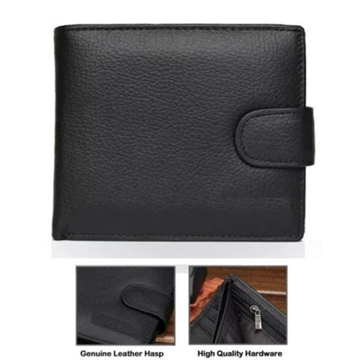 Mens Rfid Blocking Genuine Leather Wallet With Snap Button