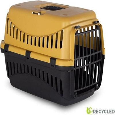 Urbn-Living Urbnliving Plastic Pet Carrier For Dogs & Cats - Durable & Lightweight Travel Crate - Mustard
