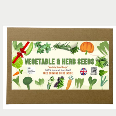 Damavandpro Vegetable & Herbs Over 7000 Seeds Varieties Grow Kit Box - Indoor - Outdoor Garden Starter Set -Veggies For Uk Gardeners 12 Packs