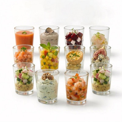 Geezy Glass Set Appetizer Mini Dish Shot Cups Verrines Dessert Party Glasses 12 Pieces