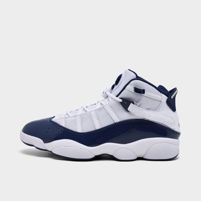 Jordan Men's Air 6 Rings Basketball Shoes in White/Neutral Grey/Midnight Navy Size: 10.5