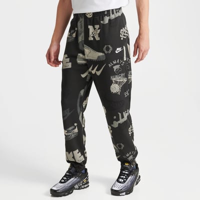 Nike Men's Sportswear Club Fleece Allover Printed Jogger Pants in Off Noir Size: Small