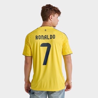 adidas Men's Cristiano Ronaldo Al Nassr FC 25-26 Home Soccer Jersey in Impact Yellow/Night Indigo Size: 2XL
