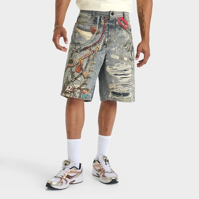 Supply & Demand Men's PREME Chain Baggy Denim Jean Shorts in Indigo Size: 32