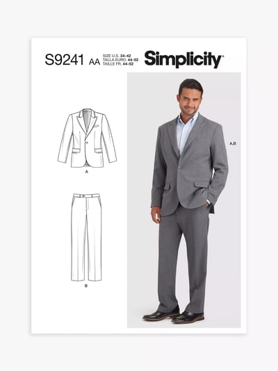 Simplicity Men's Suit Jacket Sewing Pattern, SS9241, AA