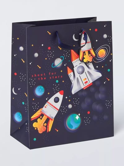 John Lewis Space Gift Bag in Navy - Medium Portrait