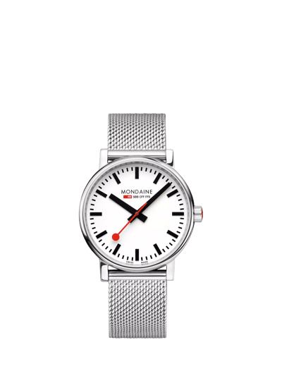 Mondaine Unisex Official Swiss Railways MSE40110SM Bracelet Strap Watch, Silver