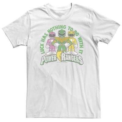 Licensed Character Big & Tall Power Rangers Luck Has Nothing To Do With It Group Shot Tee, Men's, Size: 5XL, White
