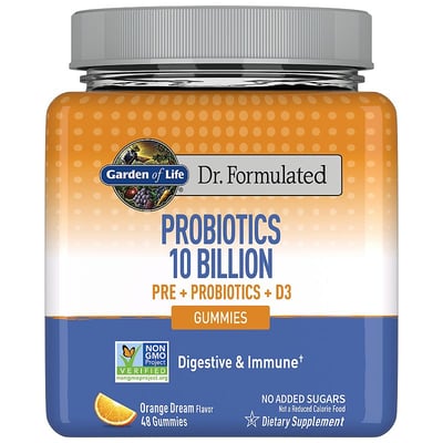 Garden of Life 0-Billion CFU Prebiotic Fiber & Probiotic Gummies with Vitamin D3, None