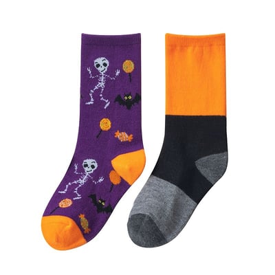 Unbranded Kids Halloween 2-pk Crew Socks, Boy's, Size: 7-8.5, Skeleton