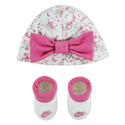 Newborn Baby Girls Nike Floral Turban & Booties 2-Piece Set, Size: 0-6 Months